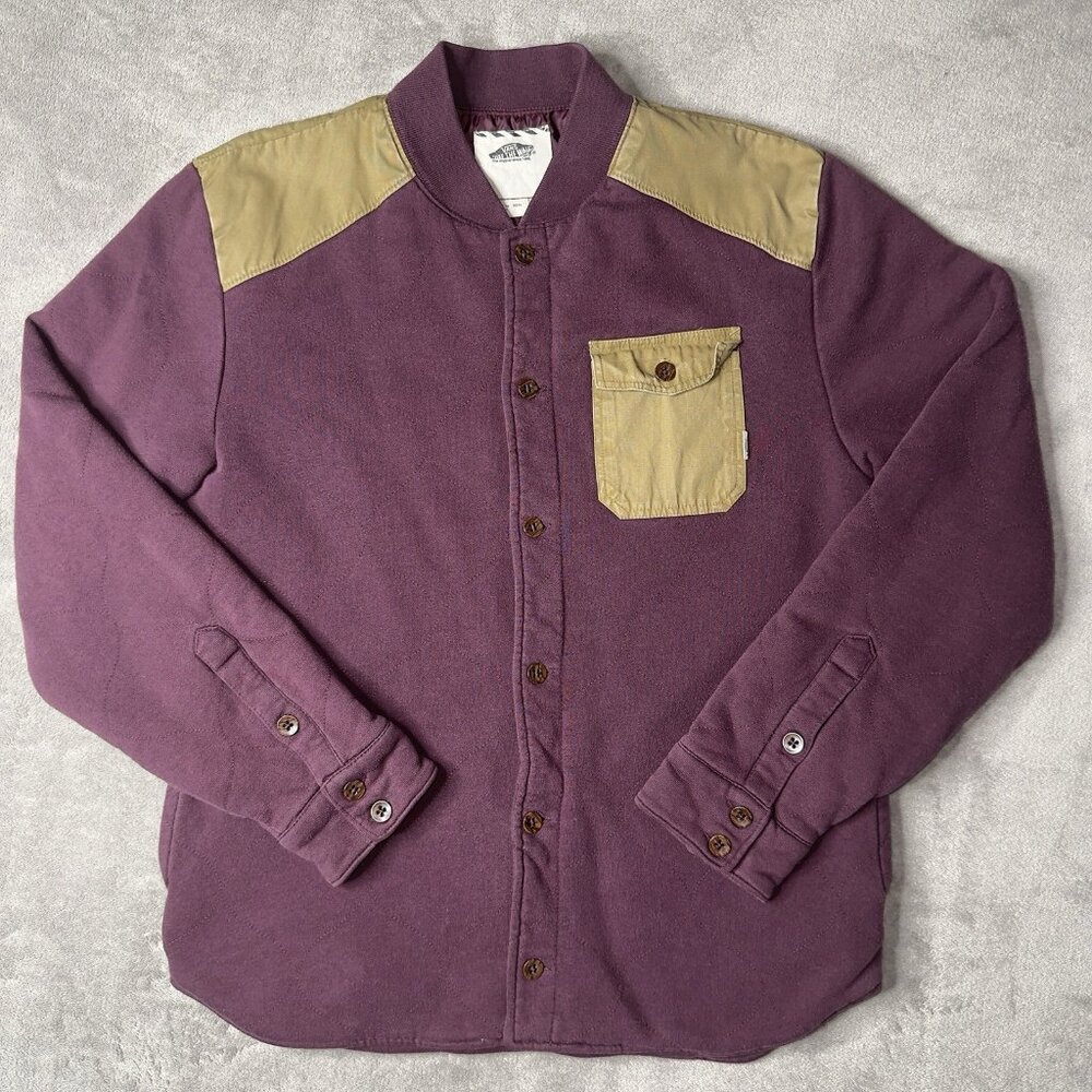 Vintage VANS Varsity Jacket Men M Burgundy Quilt Lined Skater 90's Preppy